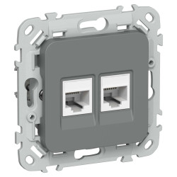 FLITE Розетка 2-местная компьютерная RJ45 категория 6 UTP РК6-2-0-ФлМА мокрый асфальт IEK