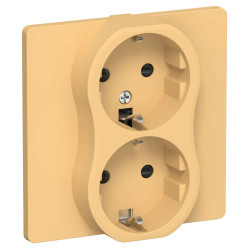 FLITE Розетка 2-местная с заземлением с защитными шторками безвинтовое крепление 16А РСш12-1-К-ФлЗ золотарник IEK