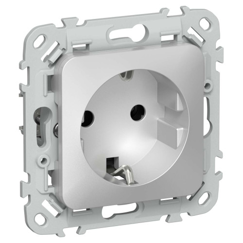 FLITE Розетка с заземлением без защитных шторок безвинтовое крепление 16А РС11-1-ФлА алюминий IEK
