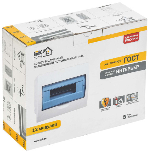 Бокс ЩРВ-П-12 модулей встр.пластик IP41 IEK серия Home