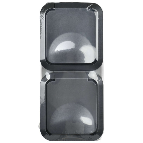 TORS Розетка 2-местная вертикальная 16А IP55 TS132 графит IEK