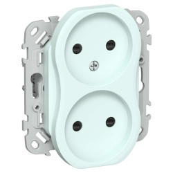 FLITE Розетка 2-местная без заземления с защитными шторками 10А РСш02-0-ФлХЛ холодный лед IEK