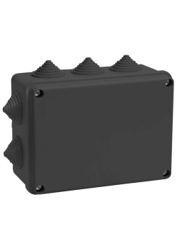 Коробка распаячная КМ41242 для открытой проводки безгалогенная (HF) 150х110х70мм IP55 10 гермовводов черная (RAL 9005) IEK
