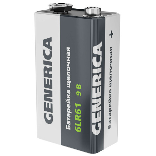 Батарейка щелочая Alkaline 6LR61 9V (1шт/блистер) GENERICA