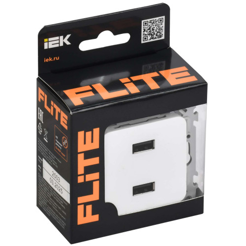 FLITE Розетка USB A+A 3,1А РЮ-2-ФлБ белый IEK