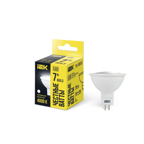 Лампа светодиодная MR16 софит 7Вт 230В 4000К GU5.3 IEK