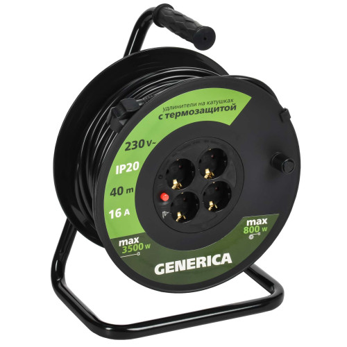 Катушка УК40 с термозащитой 4 места 2P+PE/40м 3х1,5мм2 GENERICA