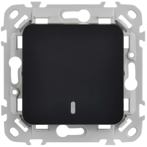 FLITE Выключатель 1-клавишный проходной с индикацией 10А ВС61-1-1-ФлЧ черный IEK