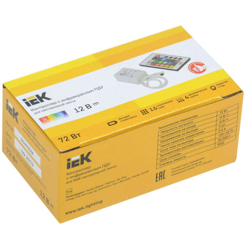 Контроллер с ПДУ ИК RGB 3 канала 12В 2А 72Вт IEK