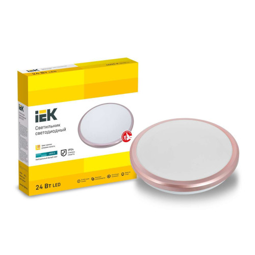Светильник светодиодный ДПБ 3205 24Вт IP54 4000K круг розовое золото IEK