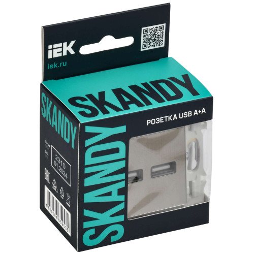 SKANDY Розетка USB A+A 3,1А SK-R15N металл никель IEK