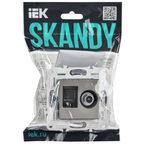 SKANDY Розетка двойная TV+RJ45 кат.6 SK-A15N металл никель IEK