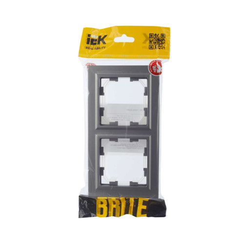 BRITE Рамка 2-местная IP44 РУ-2-БрС-44 сталь IEK