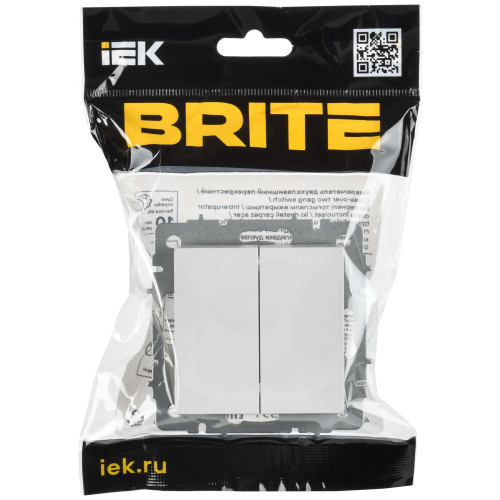 BRITE Выключатель 2-клавишный перекрестный 10А ВС10-2-3-БрЖ жемчуг IEK