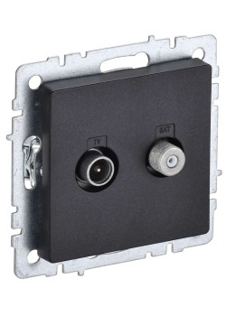 BRITE Розетка двойная TV+SAT РТВ/РСп12-БрЧ черный IEK