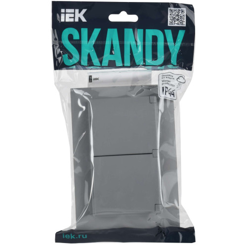 SKANDY Розетка 2-местная и крышкой 16А в сборе IP44 SK-R12Gr серый IEK