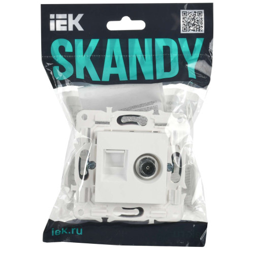 SKANDY Розетка двойная TV+RJ45 кат.6 SK-A15W арктический белый IEK