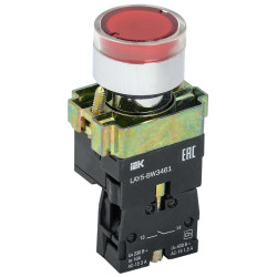 Кнопка управления LAY5-BW3461 с подсветкой красный 1NO IEK