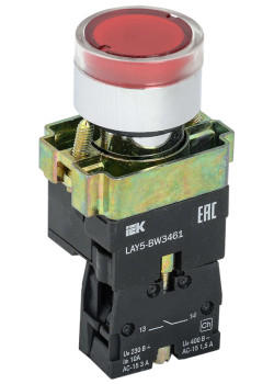 Кнопка управления LAY5-BW3461 с подсветкой красный 1NO IEK
