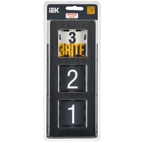 BRITE Рамка 3-местная РУ-3-1-Бр металл черный RE AL IEK