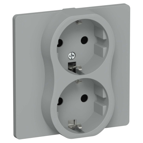 FLITE Розетка 2-местная с заземлением без защитных шторок безвинтовое крепление 16А РС12-1-К-ФлС серый IEK