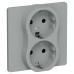 FLITE Розетка 2-местная с заземлением без защитных шторок безвинтовое крепление 16А РС12-1-К-ФлС серый IEK