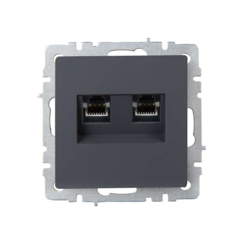 BRITE Розетка компьютерная двойная RJ45 кат.6 РК11-2-БрГ графит IEK