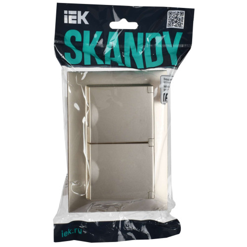 SKANDY Розетка 2-местная и крышкой 16А в сборе IP44 SK-R12Sh шампань IEK