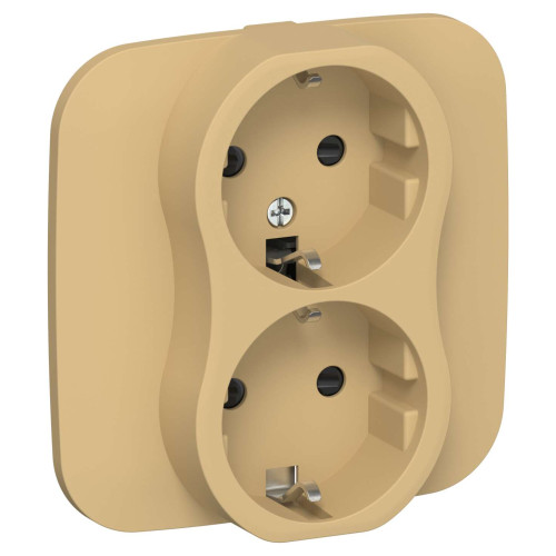 FLITE Розетка 2-местная с заземлением с защитными шторками безвинтовое крепление 16А РСш12-1-А-ФлШм шамуа IEK