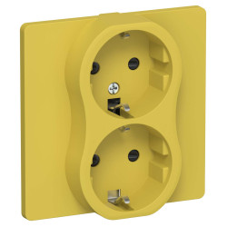 FLITE Розетка 2-местная с заземлением с защитными шторками 16А РСш12-0-К-ФлЖК желтый карри IEK