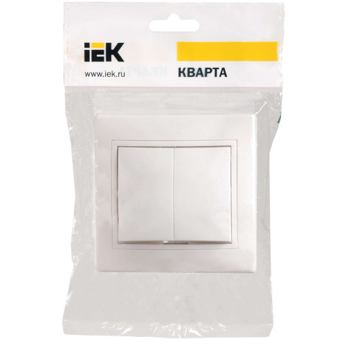 KVARTA Выключатель 2-клавишный 10А ВС10-2-0-КБ белый IEK