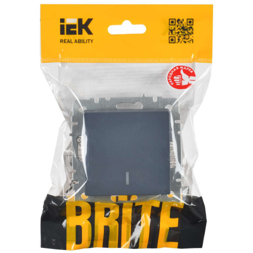 BRITE Выключатель 1-клавишный проходной с индикацией 10А ВС10-1-7-БрМ маренго IEK