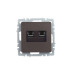BRITE Розетка компьютерная двойная RJ45 кат.5E РК10-2-БрТБ темная бронза IEK