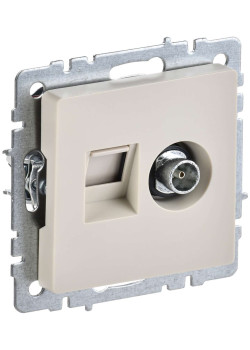 BRITE Розетка двойная TV+RJ45 кат.5E РТВ/РК12-БрКр бежевый IEK