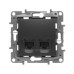 ETIKA Розетка компьютерная двойная RJ45 категория 5Е UTP антрацит