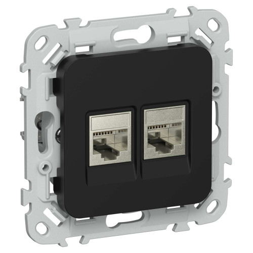 FLITE Розетка 2-местная компьютерная RJ45 категория 6 STP РК6-2-1-ФлЧ черный IEK