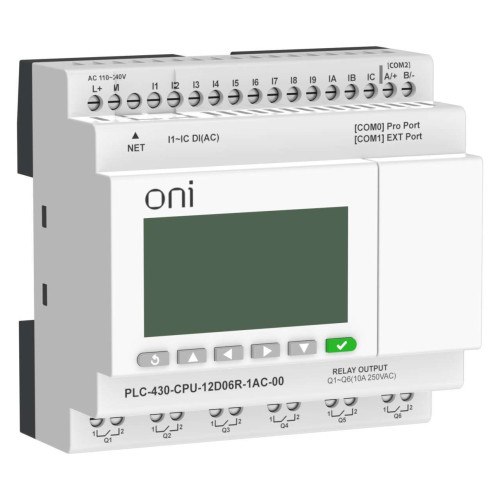 ПЛК 430 Модуль ЦПУ 12 DI 6 RO 220В AC с Ethernet портом с экраном ONI