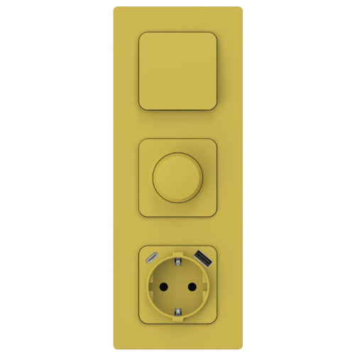FLITE Розетка 1-местная с заземлением с защитными шторками 16А с USB A+C 20Вт безвинтовое крепление РСЮшс11-1-ФлЖК желтый карри IEK