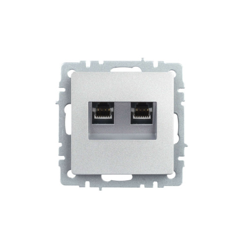BRITE Розетка двойная RJ11+RJ45 кат.5E РК/Т12-БрА алюминий IEK