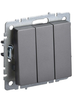 BRITE Выключатель 3-клавишный 10А ВС10-3-0-БрС сталь IEK