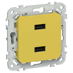FLITE Розетка USB A+A 3,1А РЮ-2-ФлЖК желтый карри IEK