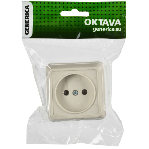 OKTAVA Розетка 1-местная без заземления для открытой установки 10А РС20-2-ОКм кремовый IEK