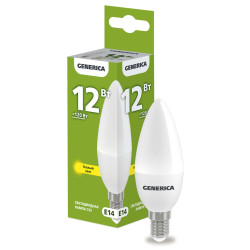 Лампа светодиодная C35 свеча 12Вт 230В 3000К E14 GENERICA