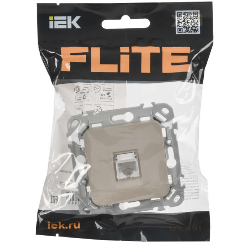 FLITE Розетка компьютерная RJ45 категория 5Е UTP РК5е-1-0-ФлЛ льняной IEK