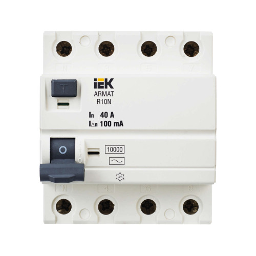 ARMAT Выключатель дифференциального тока R10N 4P 40А 100мА тип AC IEK