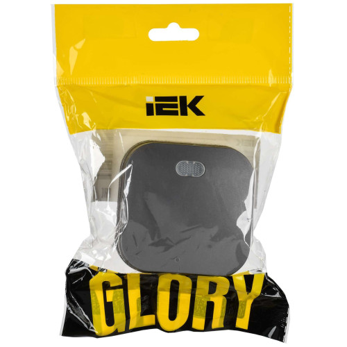 GLORY Выключатель 1-клавишный для открытой установки с индикацией 10А ВС20-1-1-ХСм сталь матовый IEK