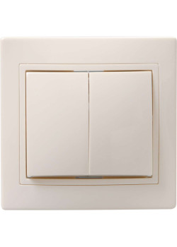 KVARTA Выключатель 2-клавишный 10А кер. ВС10-2-0-Км кремовый IEK