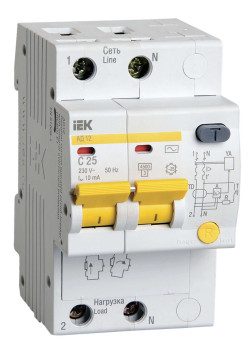 KARAT Дифференциальный автомат АД12 2P 25А 10мА тип AC IEK