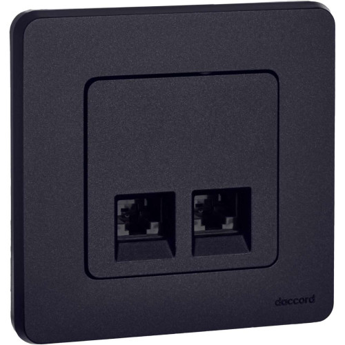 INSPIRIA Розетка компьютерная двойная RJ45 категория 5Е UTP антрацит