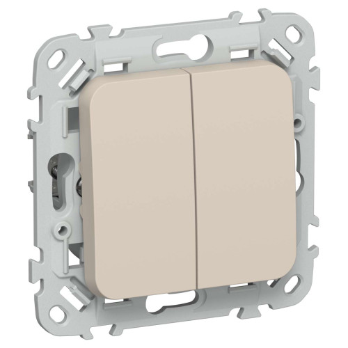 FLITE Выключатель 2-клавишный проходной 10А ВС62-1-0-ФлЛ льняной IEK
